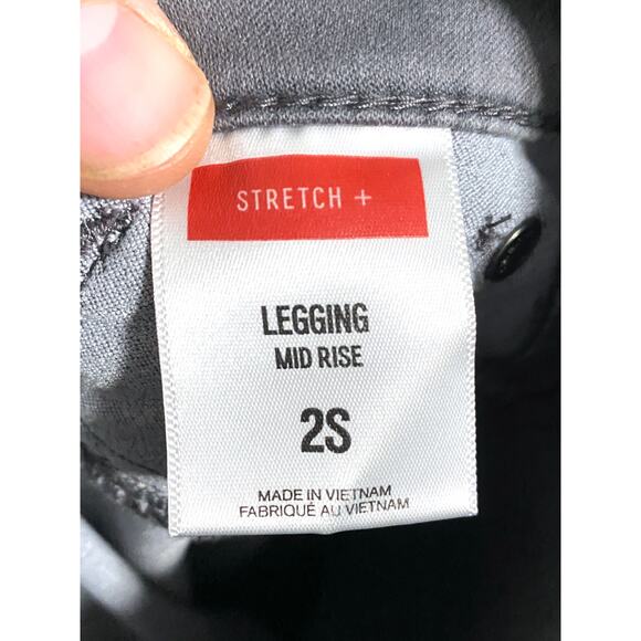 Express Legging Mid Rise Jeans Gray Denim Womens 2S 2 Short Stretch Classic Y2K - Picture 7 of 8